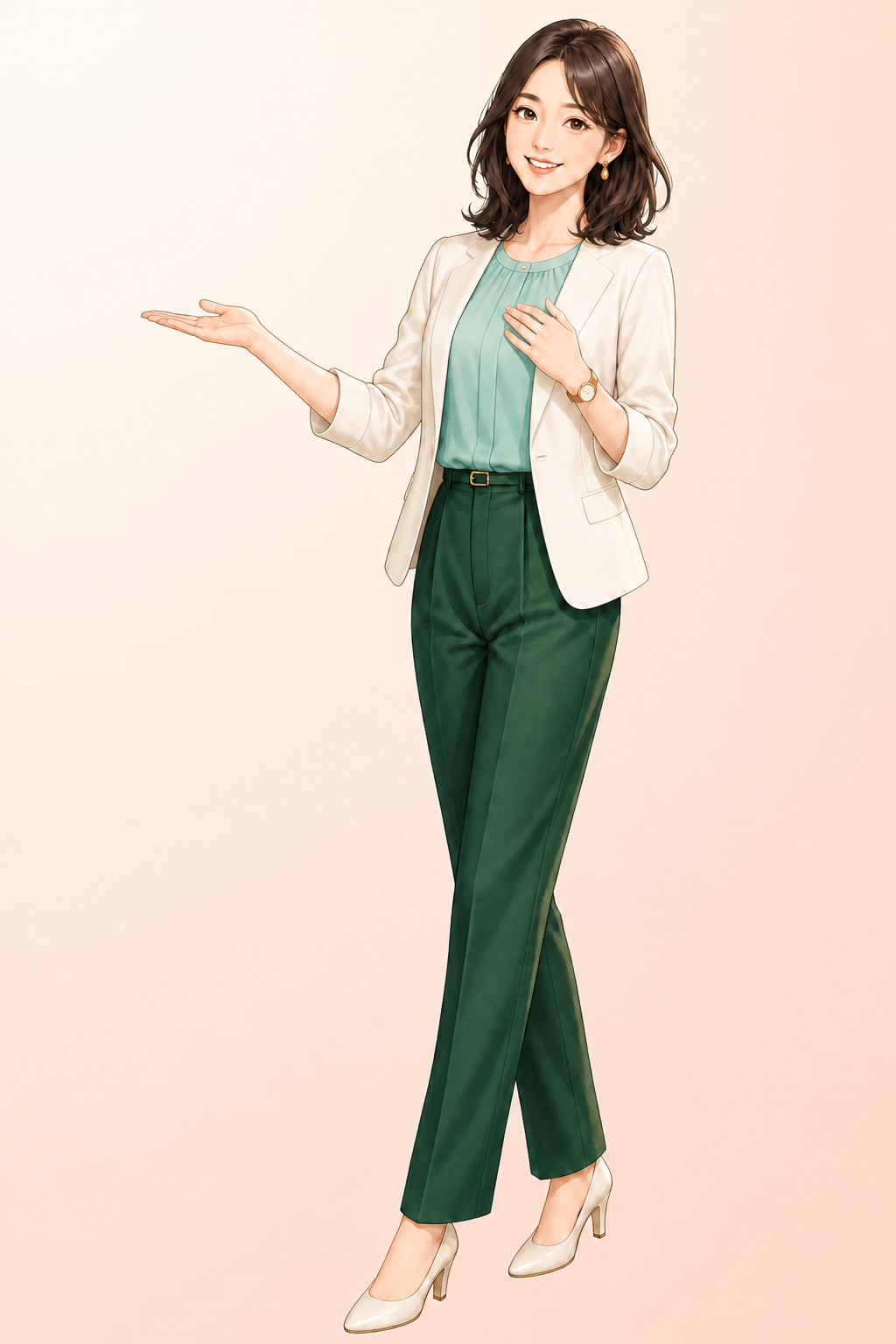 笑顔で問い合わせを案内する女性キャラクター